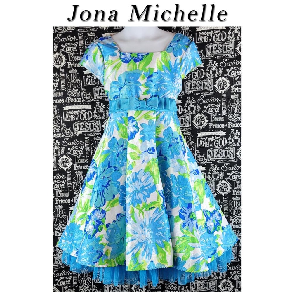 Jona Michelle Blue Floral Dress Size 6🤩
